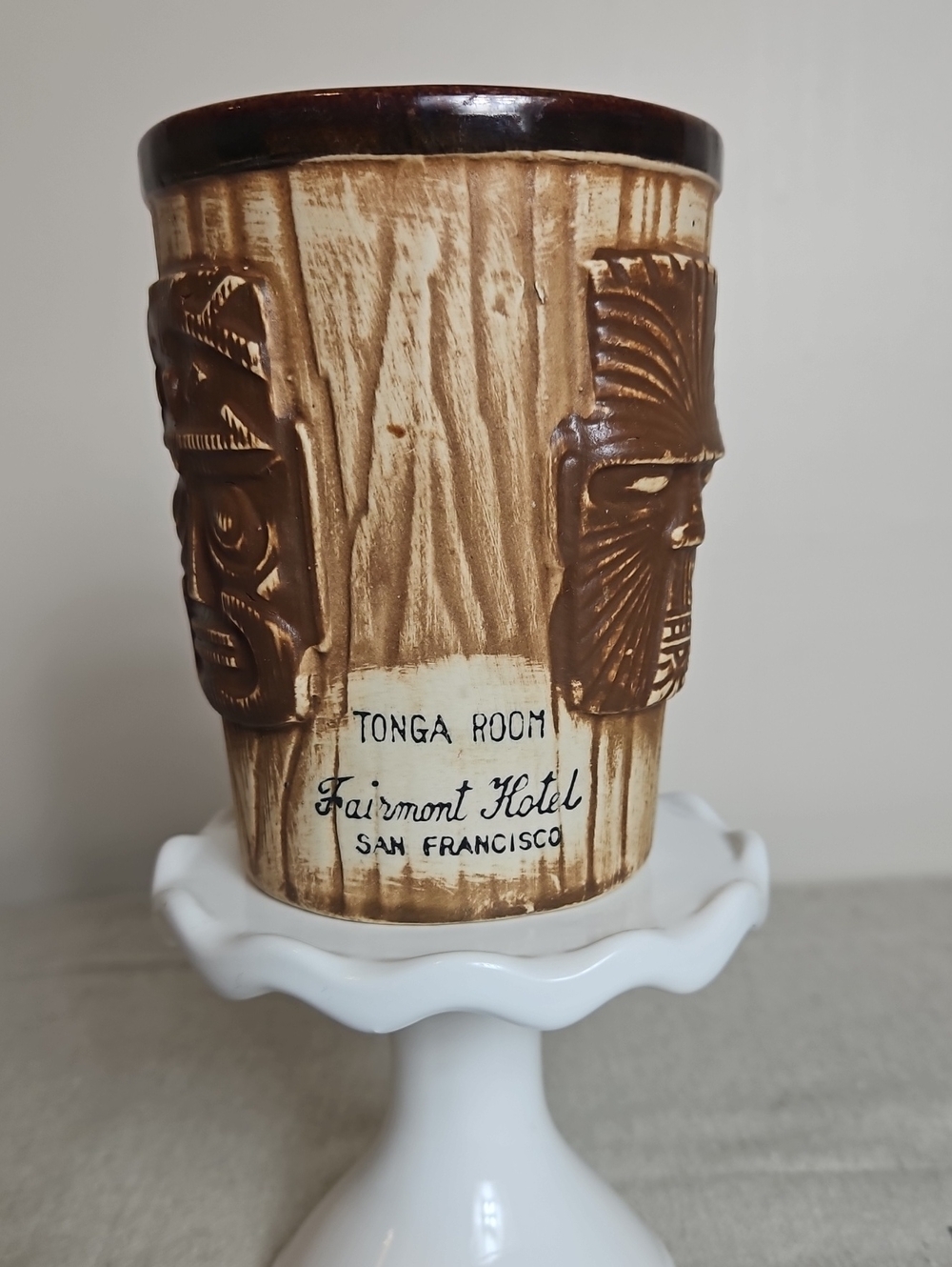 Tonga Room Fairmont Hotel San Francisco 3 Face Tiki Mug - Vintage